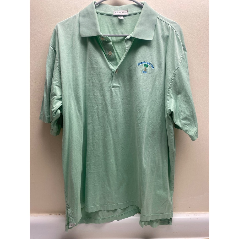 Peter Millar Mens Palmetto Golf Club 1892 Mint Green Cotton Polo Shirt Size L